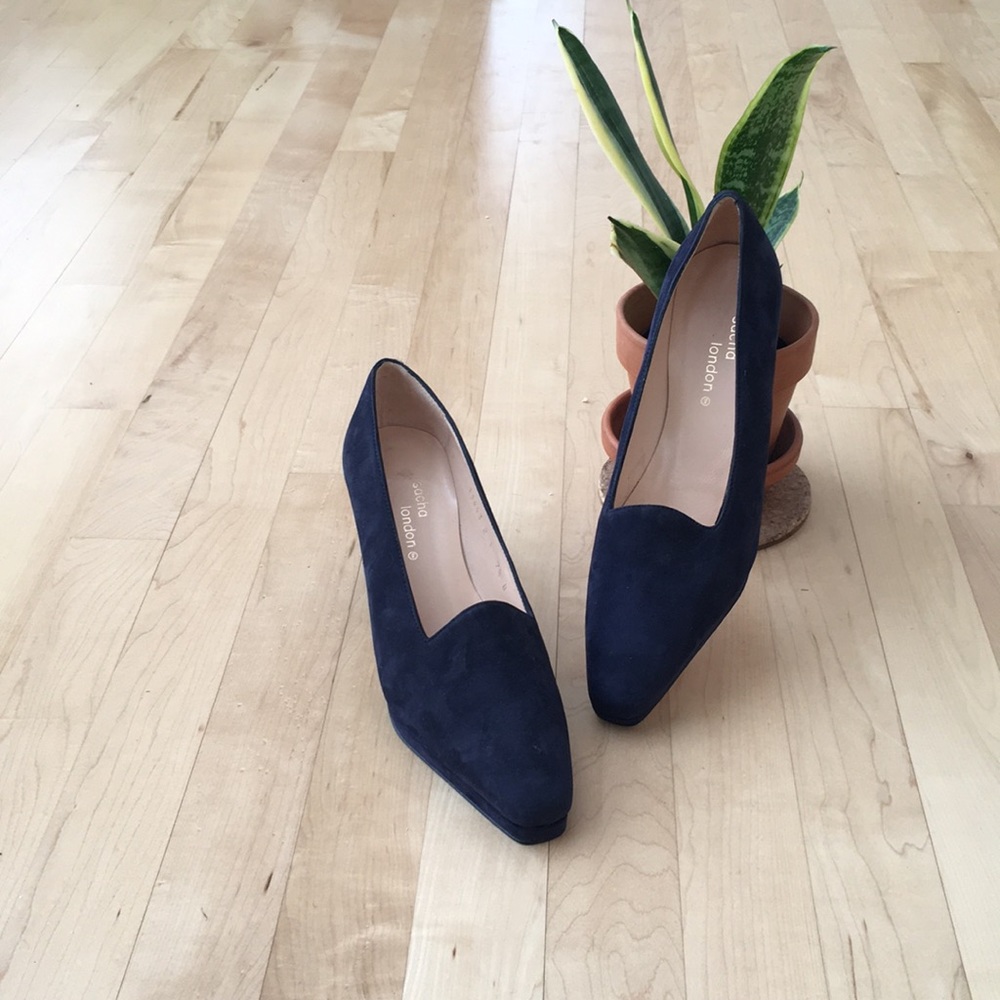 Sacha London Navy Suede Pump Heels